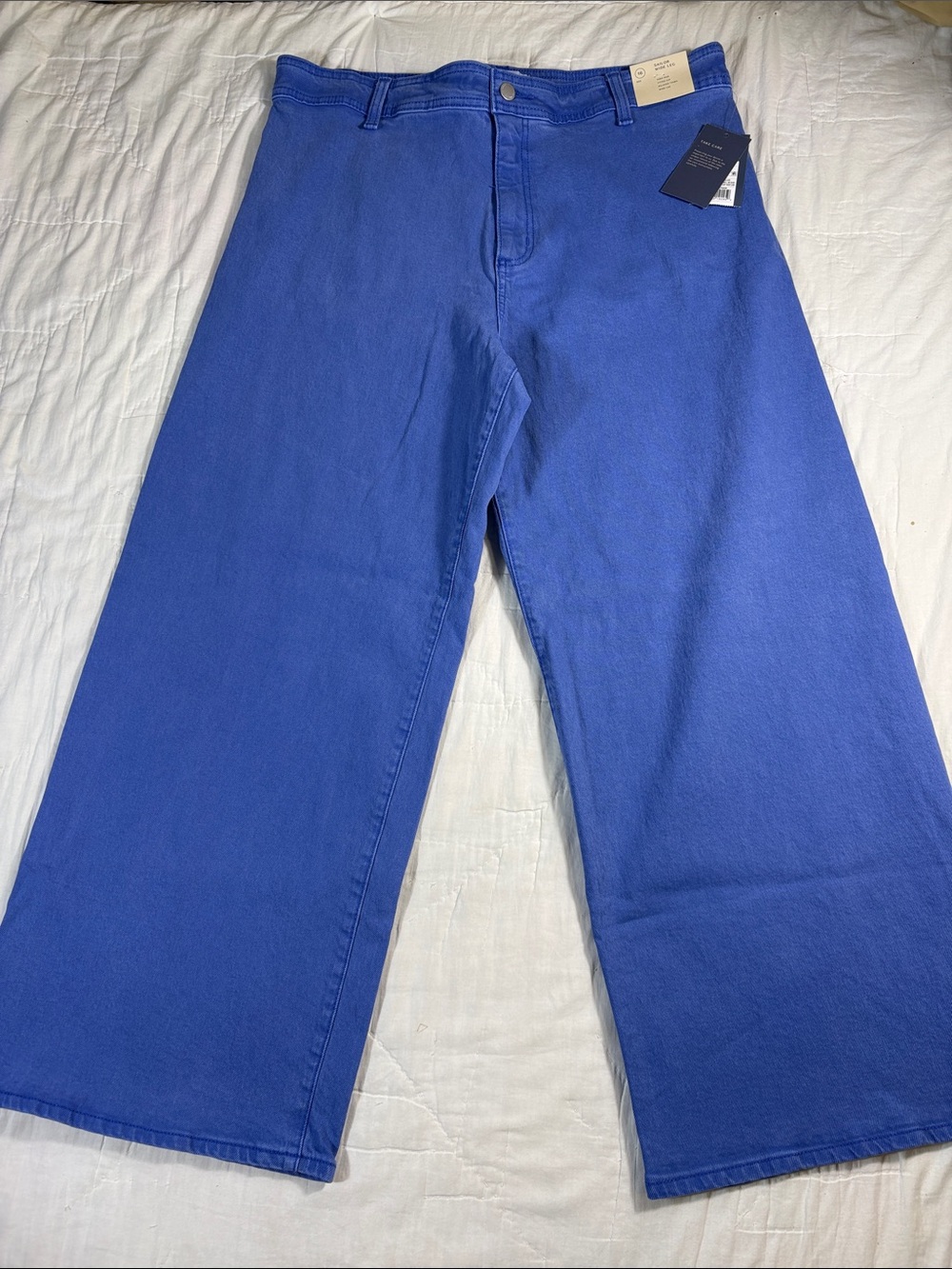 High Rise Sailor Wide-Leg Ankle Length Denim NWT Vibrant Cobalt Blue Jeans 16